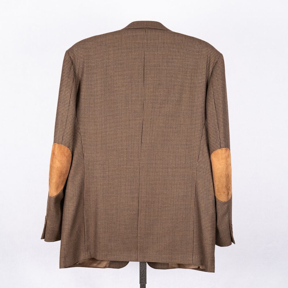 Vintage Evan Picone Men's Worsted Wool Mark Houndstooth Blazer Elbow Patches 44L